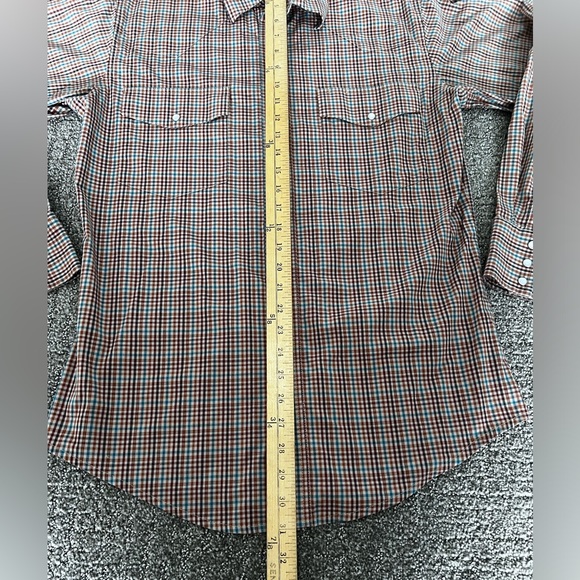 Wrangler Checkered Long Sleeve Pearl Snap Shirt Men’s Size Medium - Picture 6 of 9